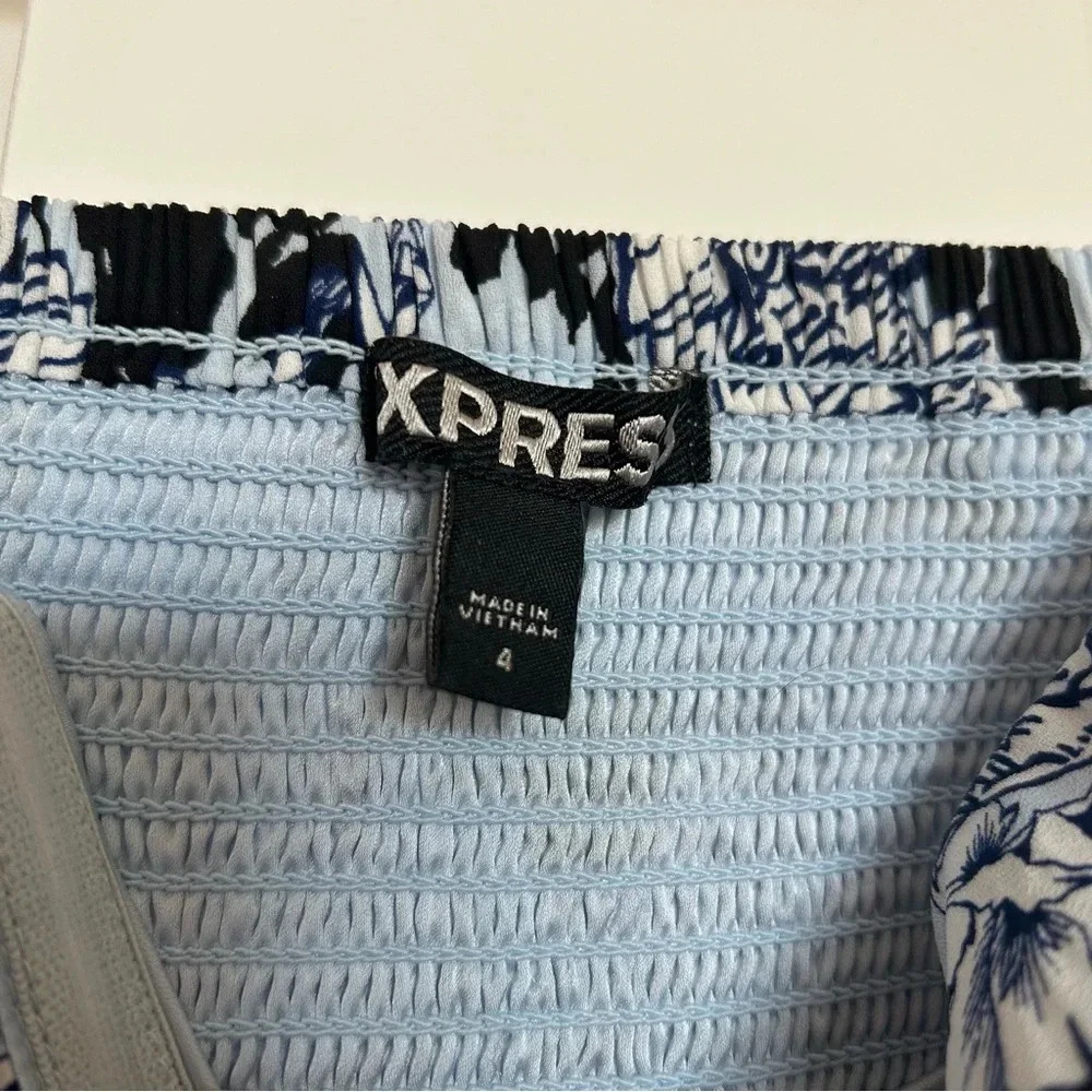 Express Women’s Blue Strapless Floral Dress - 4 - Picture 6 of 8